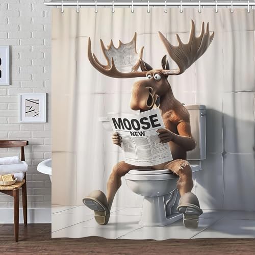 JAWO Funny Moose Shower Curtain