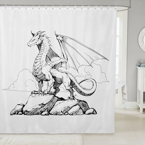 Feelyou Cartoon Dragon Bath Curtain Personalized Kids Bathroom Accessories with Cutesy Design