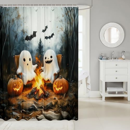 Cute Halloween Ghost Kids Bath Curtain 72x84