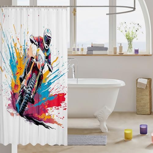 Feelyou 72-inch x 72-inch Dirt Bike Racing Showers curtain set