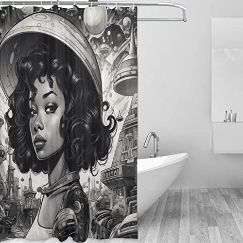 TIYAANDSY Black Girl Hats Shower Curtain Set 72x72in