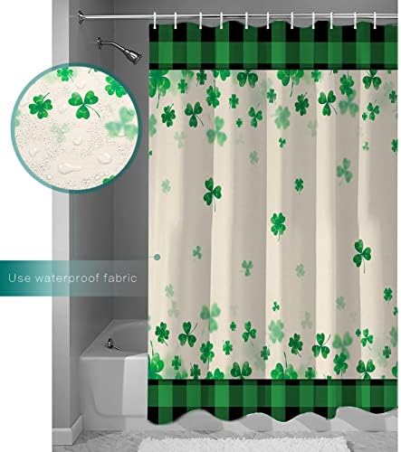 TocaHome Waterproof Shamrock Plaid Shower curtain Set