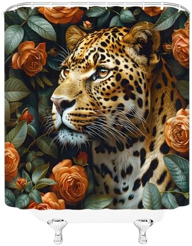 YSSFAV Leopard Floral Shower Curtain Set