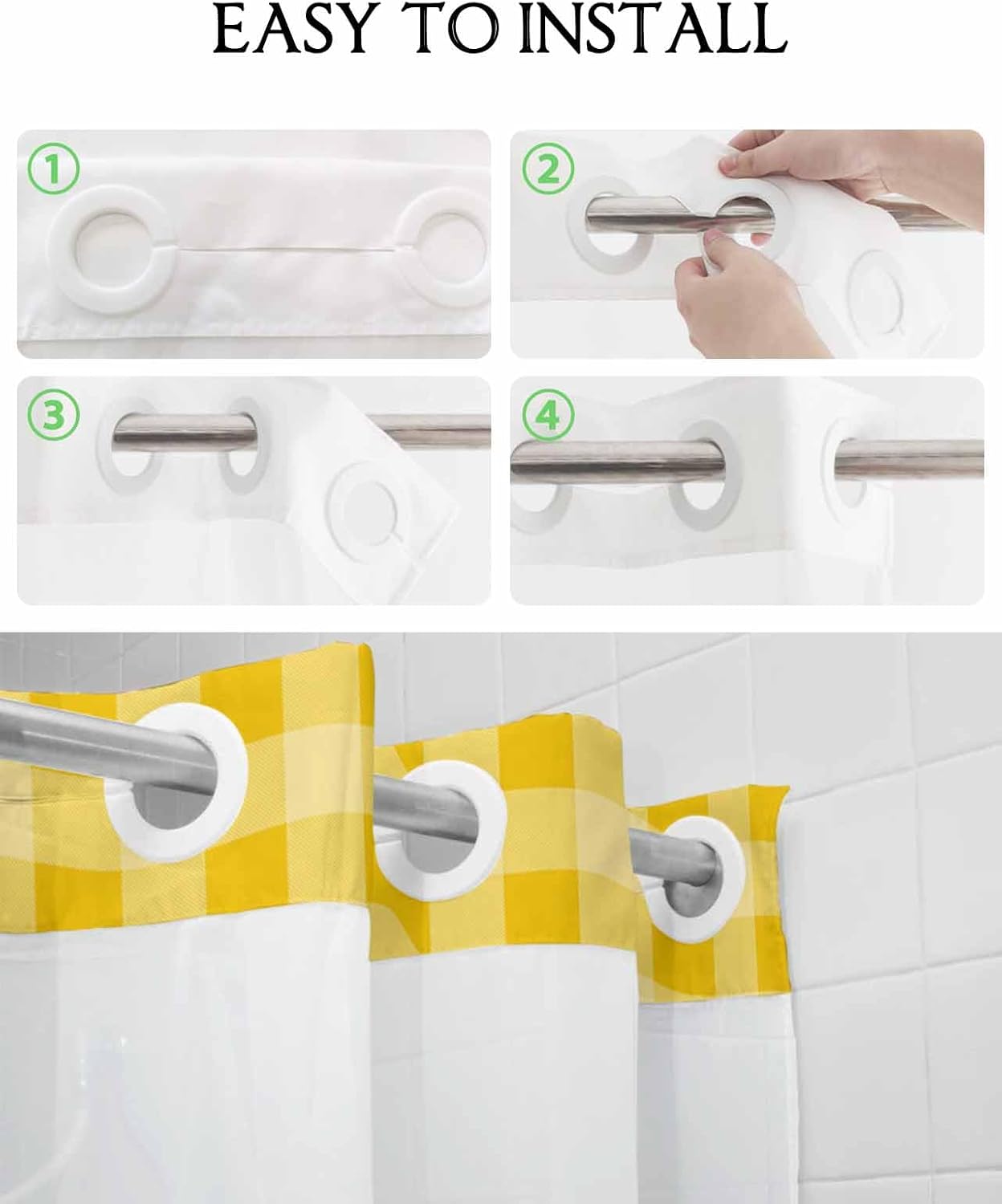 TocaHome No Hook Shower Curtain with Snap Liner Set