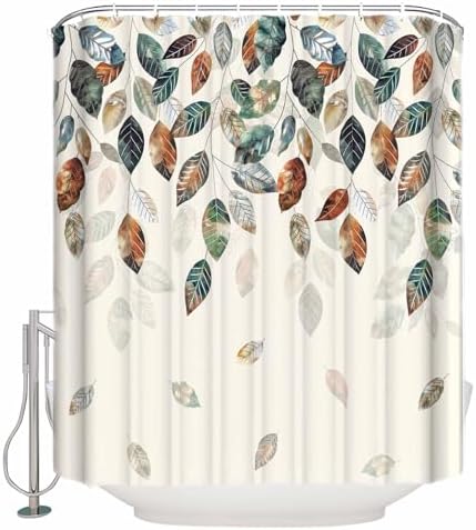 Picpeak Autumn Leaf Shower Curtain Set - Waterproof Durable