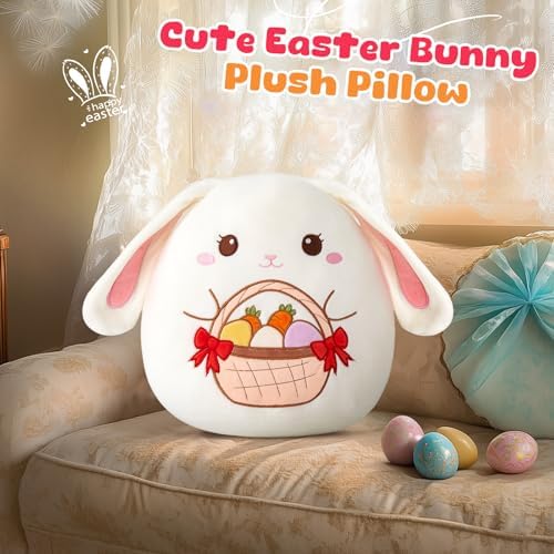 Cute bunny plush pillow for kids 12-inch soft cozy Easter gift