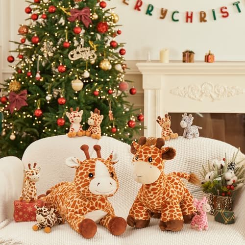 18in Tezituor Giraffe Stuffed Animal with 3 Cute Babies