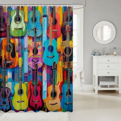 Colorful Guitar Bath Curtain