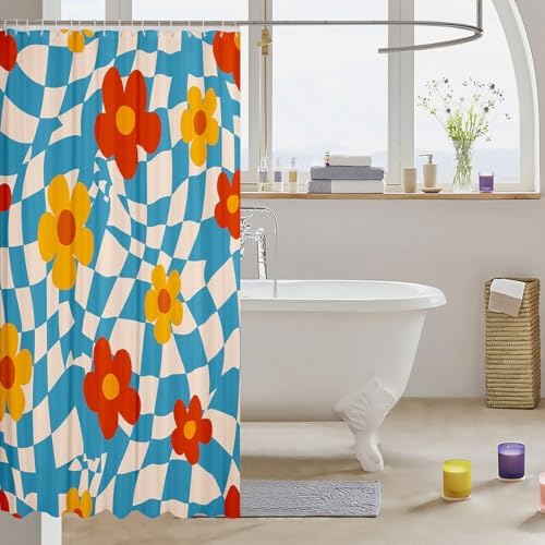 Vintage Groovy Daisy Shower Curtain