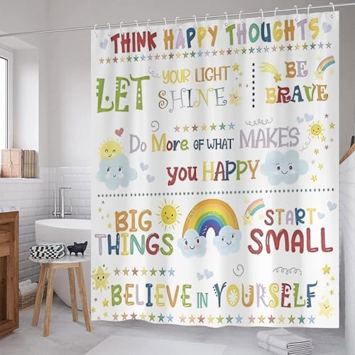 Rainbow Kids Inspirational Quotes Shower Curtain