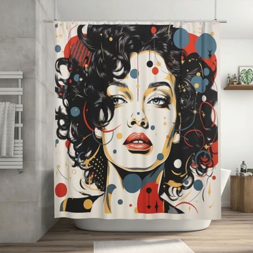 TIYAANDSY Black Boho Shower Curtain 72x72in with 12 Hooks