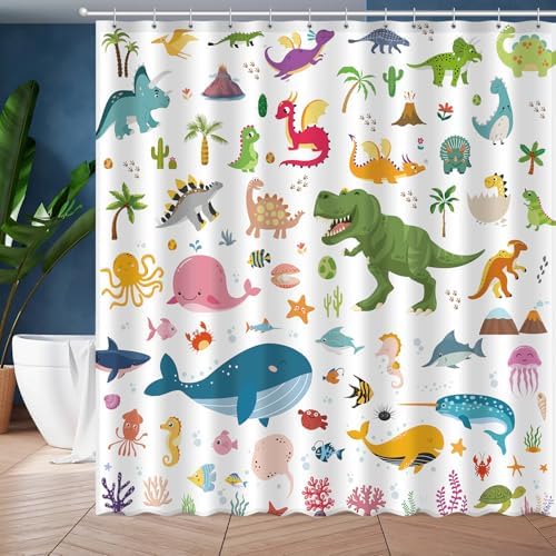 Kids Bathroom Ocean Shower Curtain Set