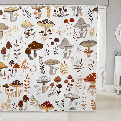 Feelyou Adorable Mushroom Print Shower Curtain 72x78 for Kids