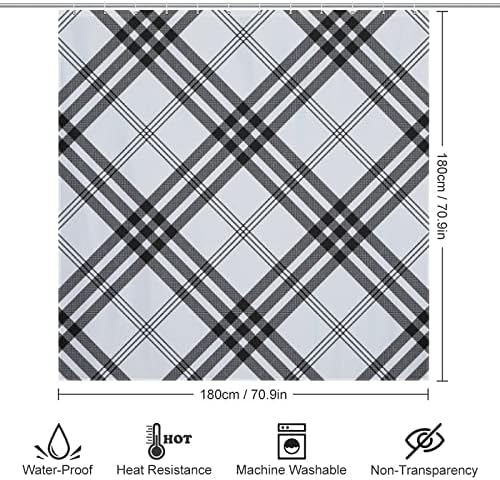 UanMere Buffalo Check Bath Curtain