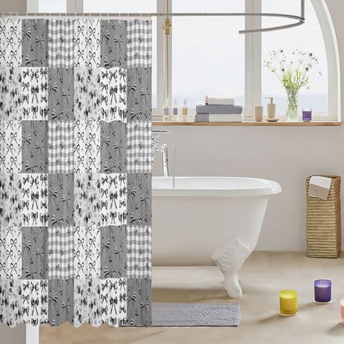 Feelyou Grey Bow Shower Curtain