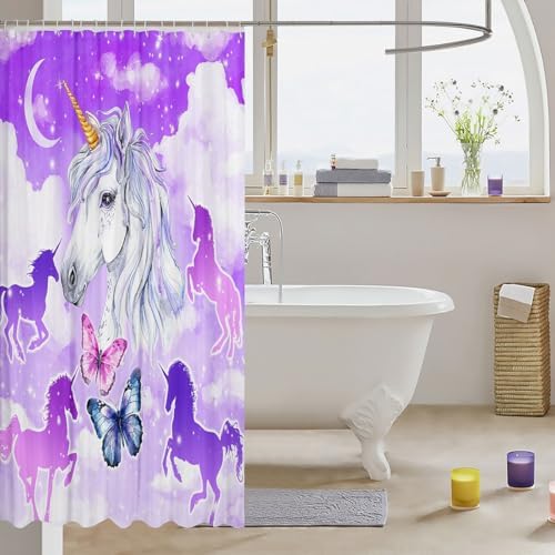 Unicorn Bath Curtain by Castle Fairy
