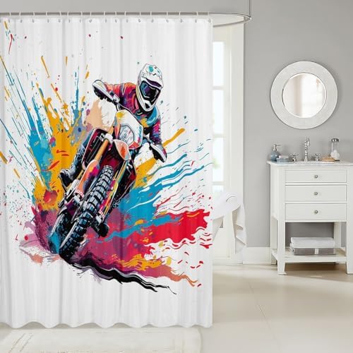 Feelyou 72-inch x 72-inch Dirt Bike Racing Showers curtain set