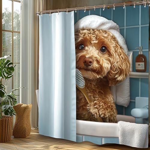 Miyotaas Hilarious Dog Shower Curtain - 60x71 inches