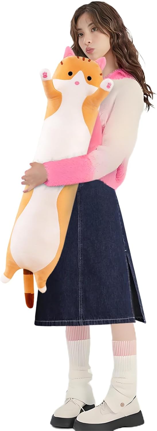 Cat Plush Pillow for Kids Soft Cuddling Companion
