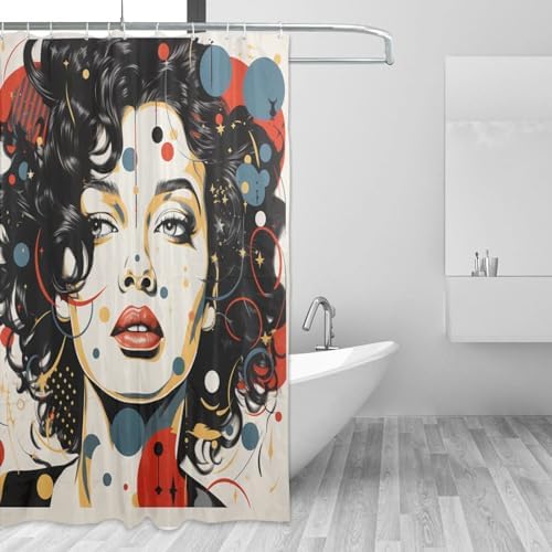 TIYAANDSY Black Boho Shower Curtain 72x72in with 12 Hooks