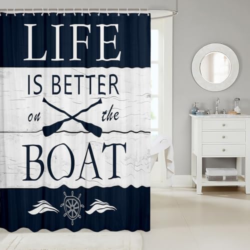 distressing for Lake Life shower curtain