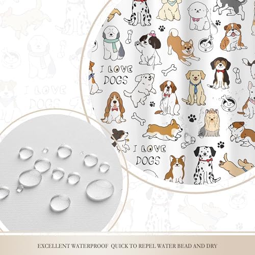 Glawry Dog shower curtain Cute Funny for Bath