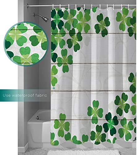 St Patricks Day Green Shamrock - Waterproof shower curtain set with Straps