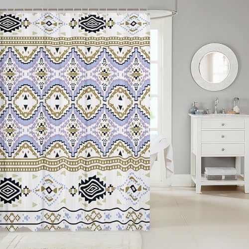 Feelyou Kids Purple Southwestern Geometric Bath Curtain Set - Tribal Exotic Style