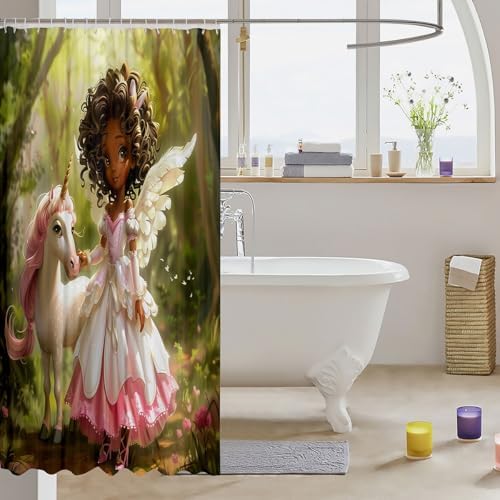 Castle Fairy Magical Unicorn Shower Curtain Set 72x72