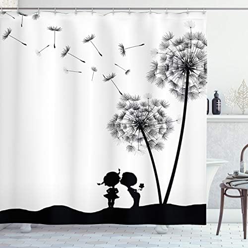 Durable and Unique Spring theme Ambesonne black and white shower curtain set