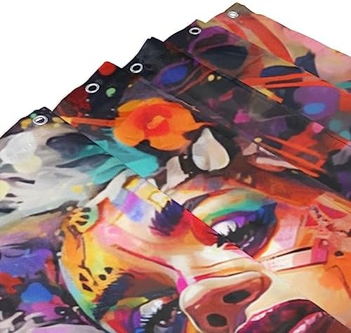 Abstract Girl Shower Curtain Set 72x72in Waterproof 12 Hooks