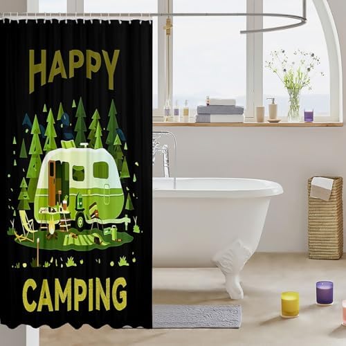 Jejeloiu Cartoon Camping Car Bath Curtain Set 72x84