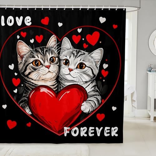 Midway Co Cat Couple Bath Curtain