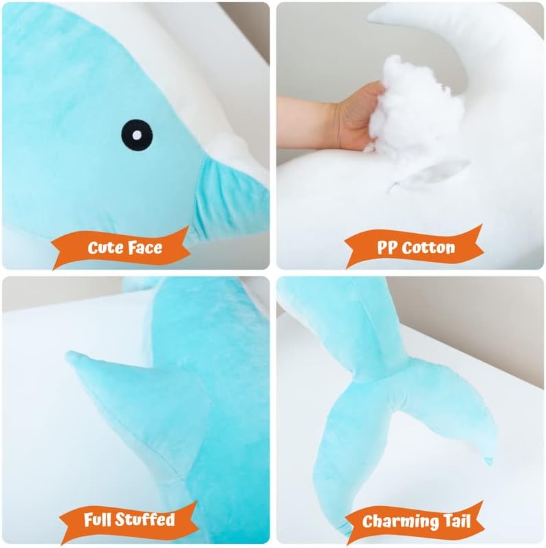 Giant Dolphin Plush Pillow for Kids