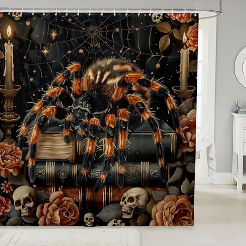 3D Spider Skull Shower Curtain Set 72x72