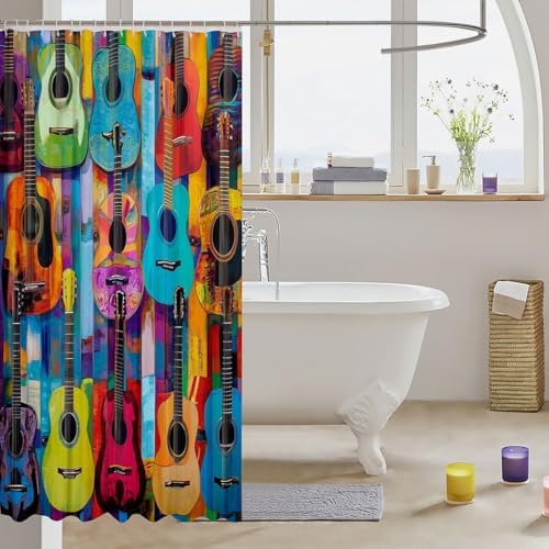 Colorful Guitar Bath Curtain