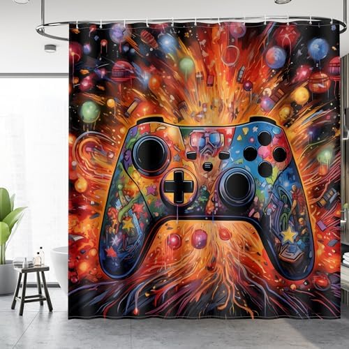 Aimego Gaming Shower Curtain Set with 12 Hooks 1
