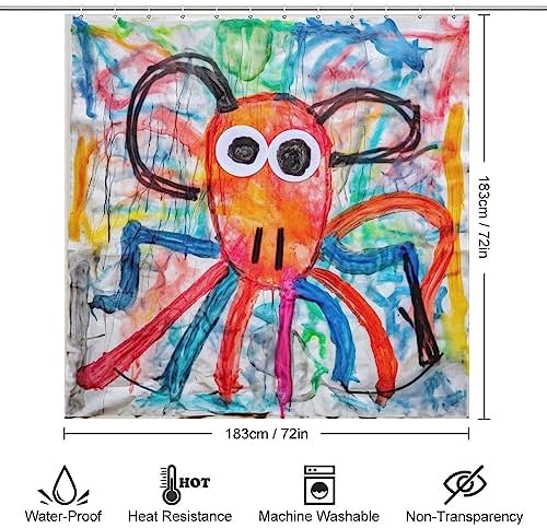 Abstract Octopus Shower Curtain Set with 12 Hooks 72x72in