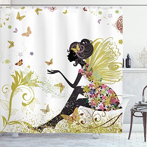 Ambesonne Fantasy Shower Curtain Surreal Garden Butterflies Print