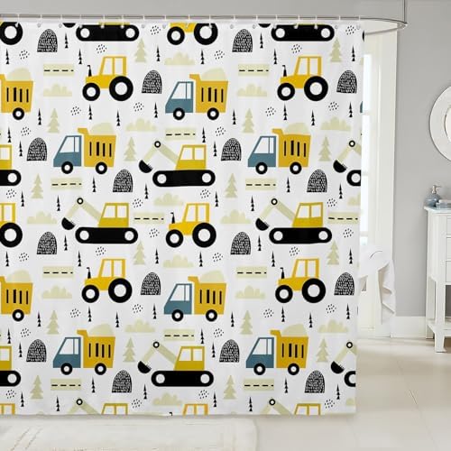 Feelyou Excavator Car Shower Curtain Fun Bath Experience