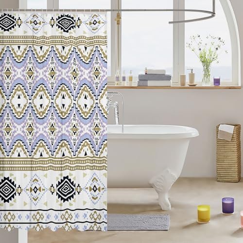 Feelyou Kids Purple Southwestern Geometric Bath Curtain Set - Tribal Exotic Style