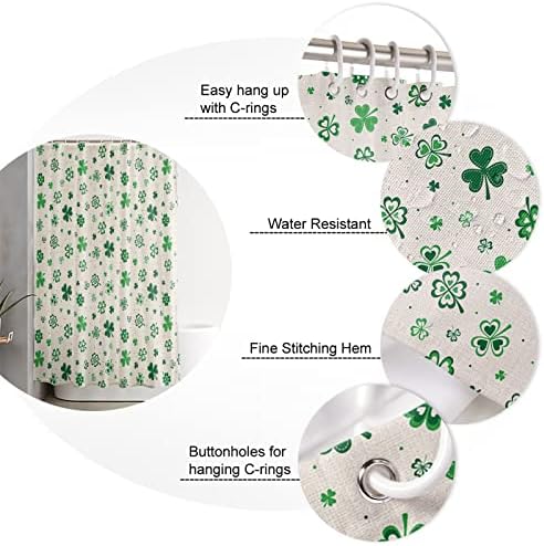 St Patricks Day shamrock waterproof shower curtain set