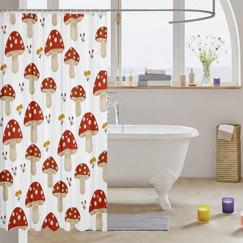 Feelyous unique mushroom shower curtain for 72x72cm bathroom Waterproof and machine washable