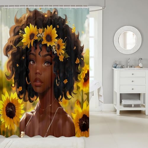 Feelyou African American Black Girl Shower Curtain