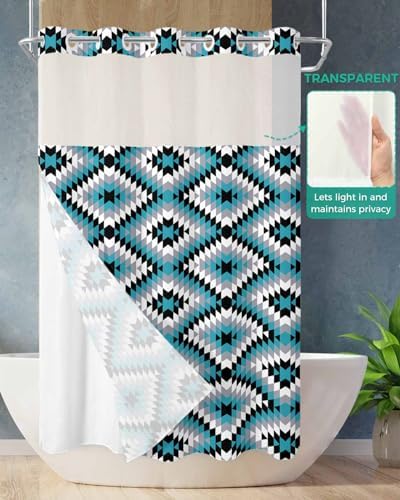 Unique Bohemian Shower Curtain with Water-Resistant Design Bonus Top Window View
