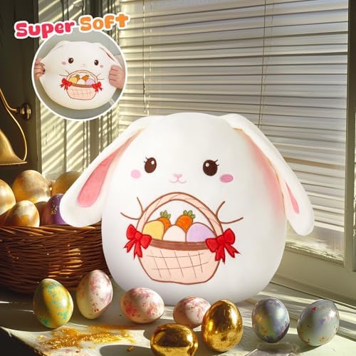 Cute bunny plush pillow for kids 12-inch soft cozy Easter gift