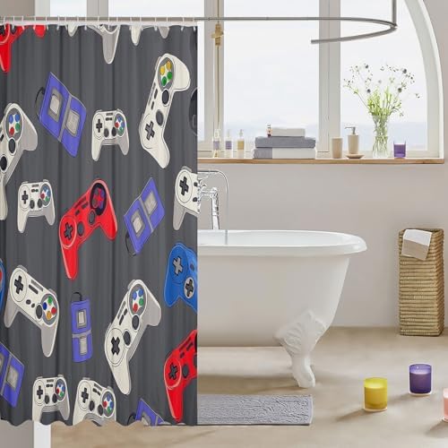 Feelyou Game Shower Curtain 72 x 78 Set - Durable Waterproof for Gamers