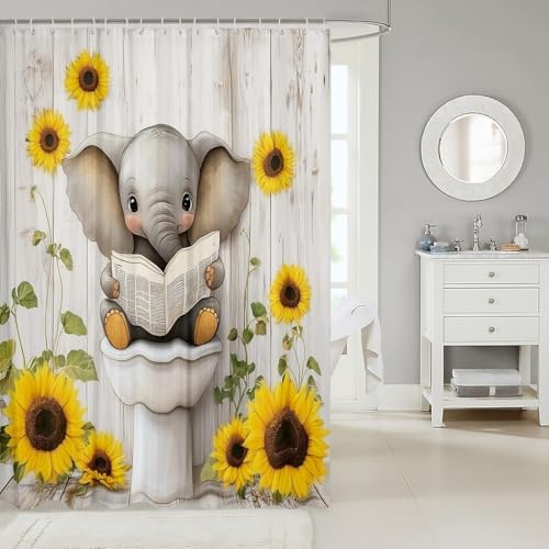 Feelyou Elephant Shower Curtains 72x72