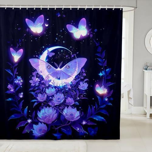 Butterfly Bathroom Shower Curtain for Kids Teens Waterproof Stylish Exotic Design