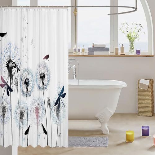 Dragonfly Bathroom Curtain with 12 Hooks 72x72